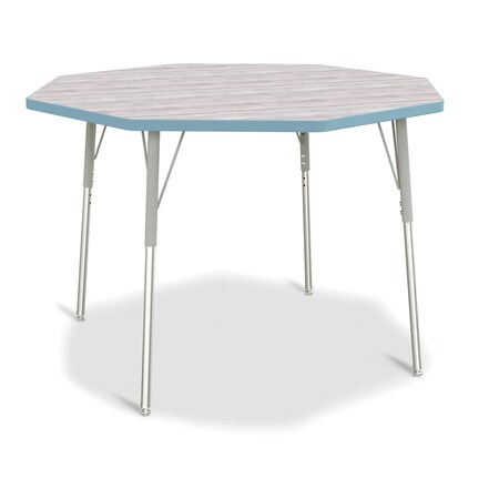 Jonti-Craft Berries Octagon Activity Table, 48 in. x 48 in., A-height, Driftwood Gray/Coastal Blue/Gray 6428JCA452